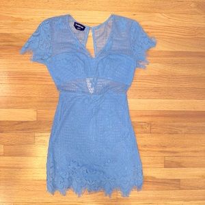 Blue lace mini dress